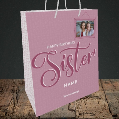 Picture of Sister, Birthday Design, Medium Portrait Gift Bag