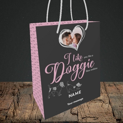Picture of I Like Doggie, Valentine's Design, Small Portrait Gift Bag