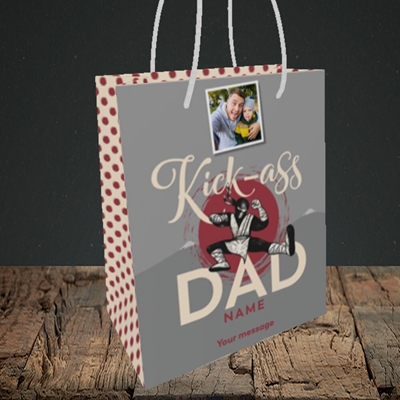 Picture of Kick-Ass Dad, Father's Day Design, Small Portrait Gift Bag