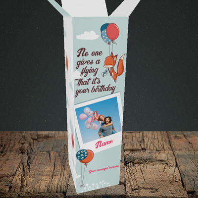 Picture of Fox, Birthday Design, Upright Bottle Box
