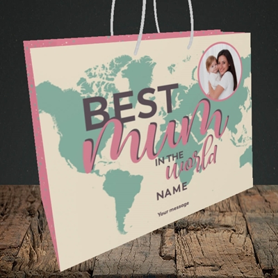 Picture of Best Mum In The World, Mother's Day Design, Medium Landscape Gift Bag