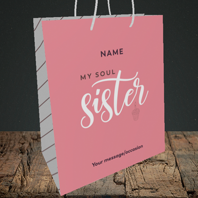 Picture of Soul Sister, (Without Photo) Birthday Design, Medium Portrait Gift Bag