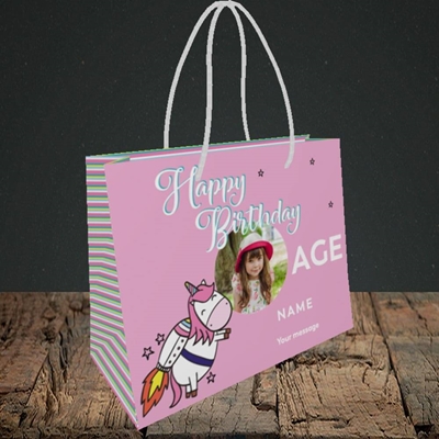 Picture of Space Unicorn, Birthday Design, Small Landscape Gift Bag