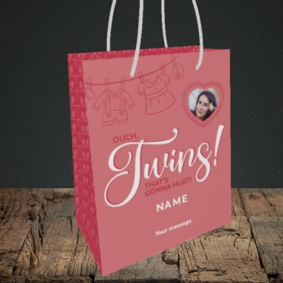 Picture of Ouch Twins!, Pregnancy Design, Small portrait Gift Bag