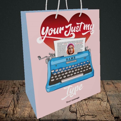 Picture of Just My Type, Valentine's Design, Medium Portrait Gift Bag