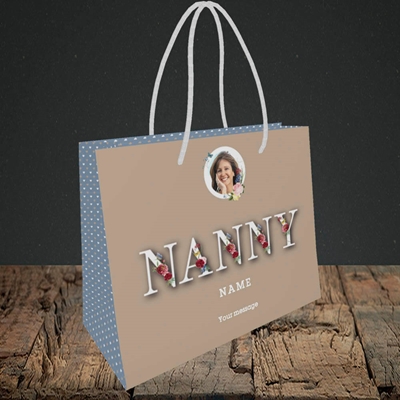 Picture of Nanny Floral Letters, Mother's Day Design, Small Landscape Gift Bag
