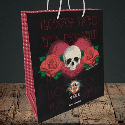 Picture of Love You To Death, Valentine's Design, Medium Portrait Gift Bag