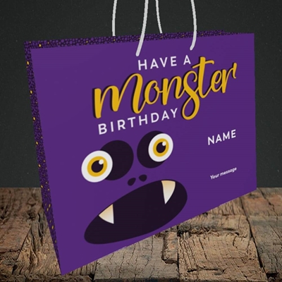 Picture of Monster Face(Without Photo), Birthday Design, Medium Landscape Gift Bag