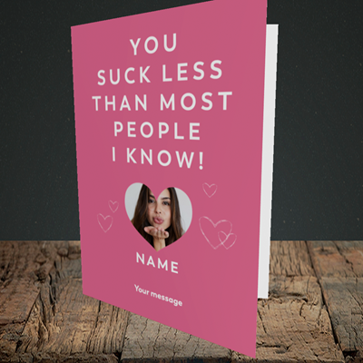 Picture of Suck Less, Valentine's Design, Portrait Greetings Card