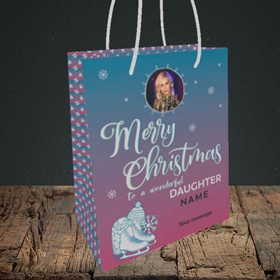 Picture of Wonderful Daughter, Christmas Design, Small Portrait Gift Bag