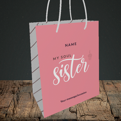 Picture of Soul Sister, (Without Photo) Birthday Design, Small Portrait Gift Bag