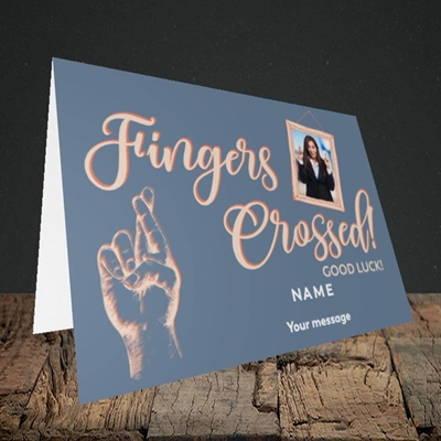 Picture of Fingers Crossed, Good Luck Design, Landscape Greetings Card