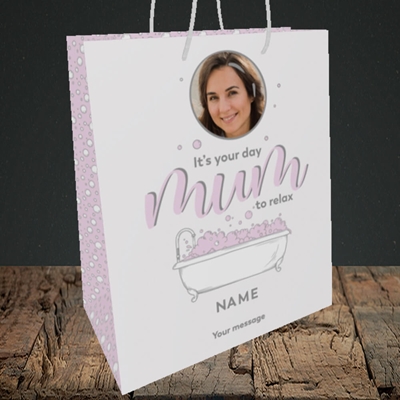 Picture of Relaxing Bath, Mother's Day Design, Medium Portrait Gift Bag