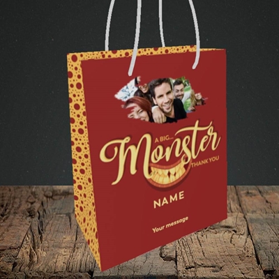 Picture of Monster Thank You, Thank You Design, Small Portrait Gift Bag