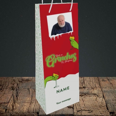 Picture of Drink Up Grinches, Christmas Design, Bottle Bag