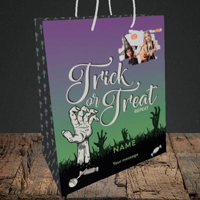 Picture of Trick Or Treat Repeat, Halloween Design, Medium Portrait Gift Bag