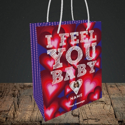 Picture of I Feel You Baby, Valentine's Design, Small Portrait Gift Bag