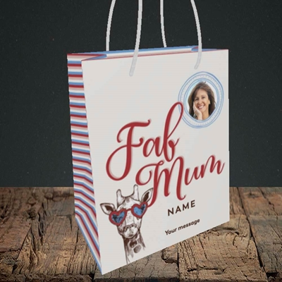 Picture of Fab Mum, Birthday Design, Small portrait Gift Bag