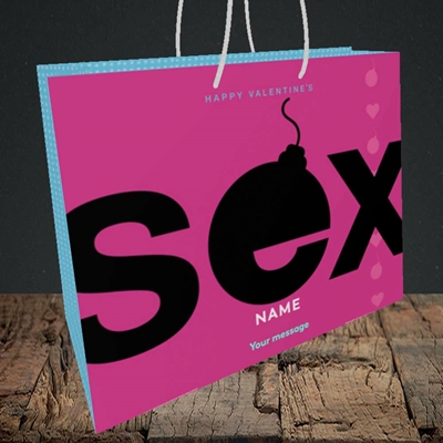 Picture of Sex Bomb - Pink(Without Photo), Valentine's Design, Medium Landscape Gift Bag