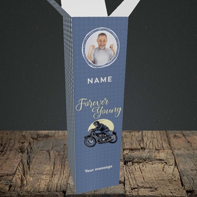 Picture of Forever Young (Motorbike), Birthday Design, Upright Bottle Box