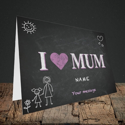 Picture of I Love Mum (Chalk Board),(Without Photo), Landscape Greetings Card