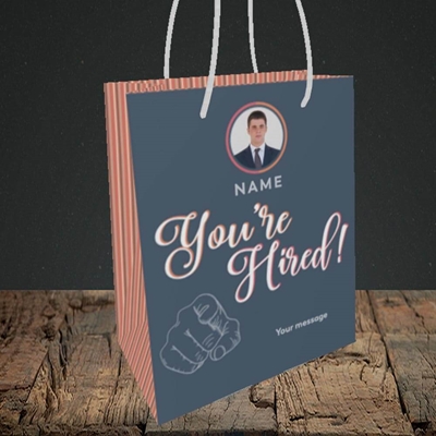Picture of You're Hired, New Job Design, Small portrait Gift Bag