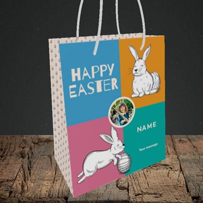 Picture of 4 Colour Bunnies, Easter Design, Small Portrait Gift Bag