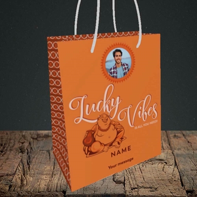 Picture of Lucky Vibes, Good Luck Design, Small Portrait Gift Bag