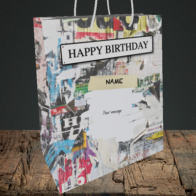 Picture of Graffiti, (Without Photo) Birthday Design, Medium Portrait Gift Bag