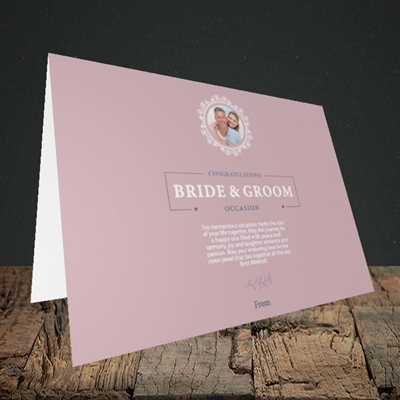 Picture of Traditional Foliage Pink B&G, Wedding Design, Landscape Greetings Card
