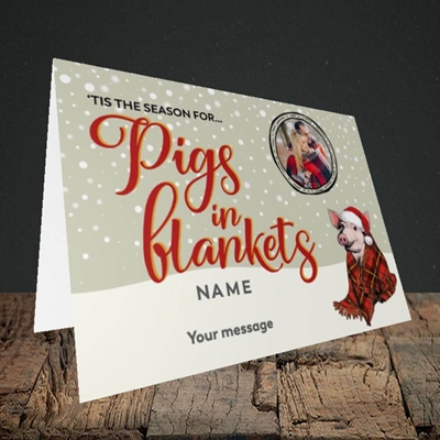 Picture of Pigs In Blankets, Christmas Design, Landscape Greetings Card