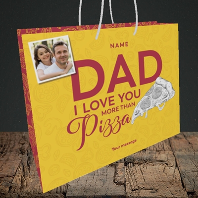 Picture of Love You More Than Pizza, Father's Day Design, Medium Landscape Gift Bag