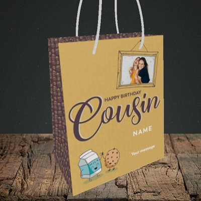 Picture of Cousin(M&C), Birthday Design, Small portrait Gift Bag