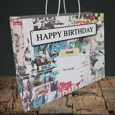 Picture of Graffiti, (Without Photo) Birthday Design, Medium Landscape Gift Bag