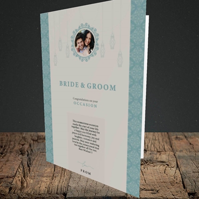 Picture of Moroccan Influences Teal B&G, Wedding Design, Portrait Greetings Card