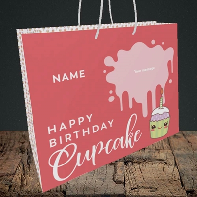 Picture of Cupcake(Without Photo), Birthday Design, Medium Landscape Gift Bag
