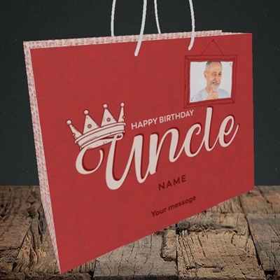 Picture of Uncle (Crown), Birthday Design, Medium Landscape Gift Bag