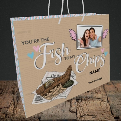 Picture of Fish To My Chips, Valentine's Design, Medium Landscape Gift Bag