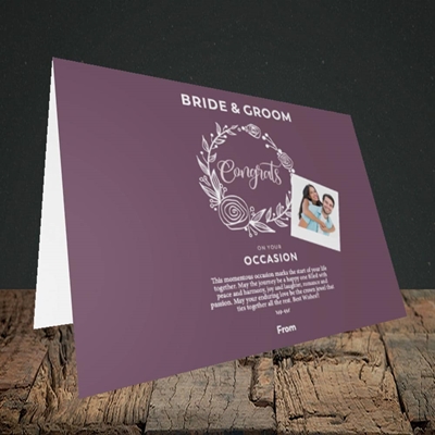 Picture of Wreath Purple B&G, Wedding Design, Landscape Greetings Card