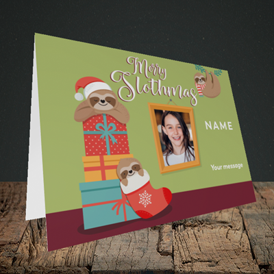Picture of Slothmas, Christmas Design, Landscape Greetings Card