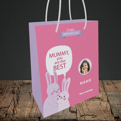 Picture of Mummy You Are The Best Bunny, Mother's Day Design, Small Portrait Gift Bag
