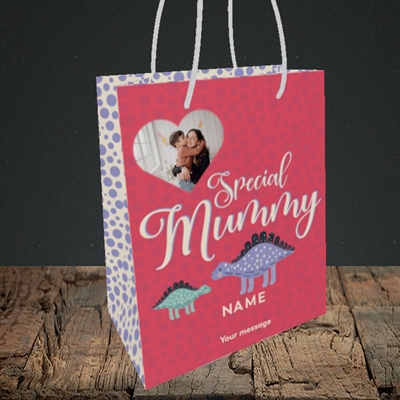Picture of Mummy Dinosaur, Mother's Day Design, Small Portrait Gift Bag