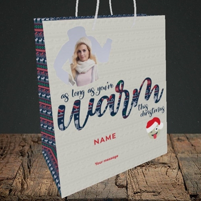 Picture of Warm This Christmas, Christmas Design, Medium Portrait Gift Bag