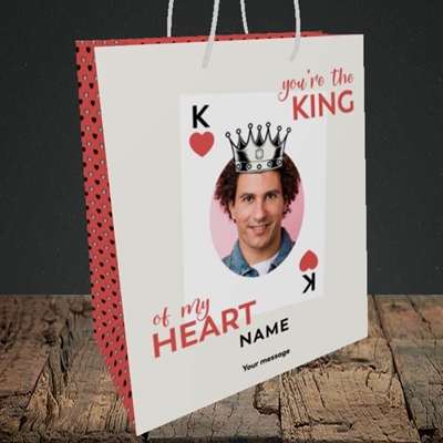 Picture of King Of My Heart, Valentine's Design, Medium Portrait Gift Bag