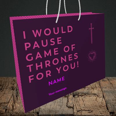 Picture of Game Of Thrones, (Without Photo) Valentine's Design, Medium Landscape Gift Bag