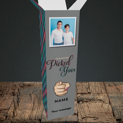 Picture of Mum Picked You, Father's Day Design, Upright Bottle Box