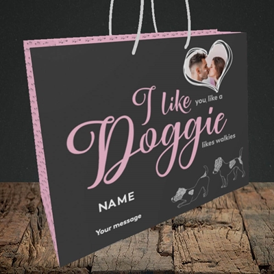 Picture of I Like Doggie, Valentine's Design, Medium Landscape Gift Bag