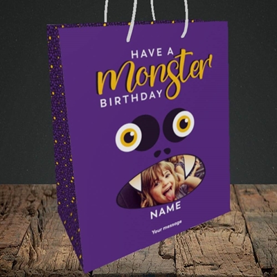 Picture of Monster Face, Birthday Design, Medium Portrait Gift Bag