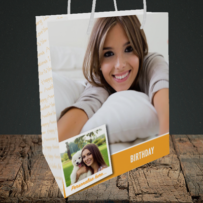 Picture of Photo, Birthday Design, Medium Portrait Gift Bag
