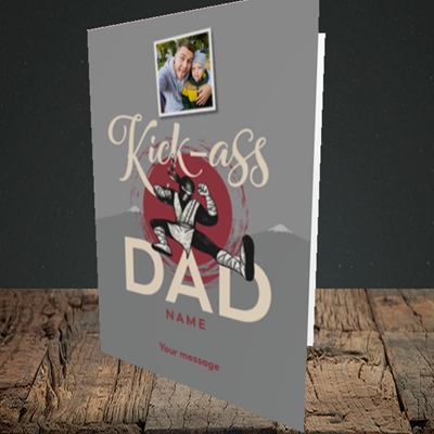 Picture of Kick-Ass Dad, Father's Day Design, Portrait Greetings Card